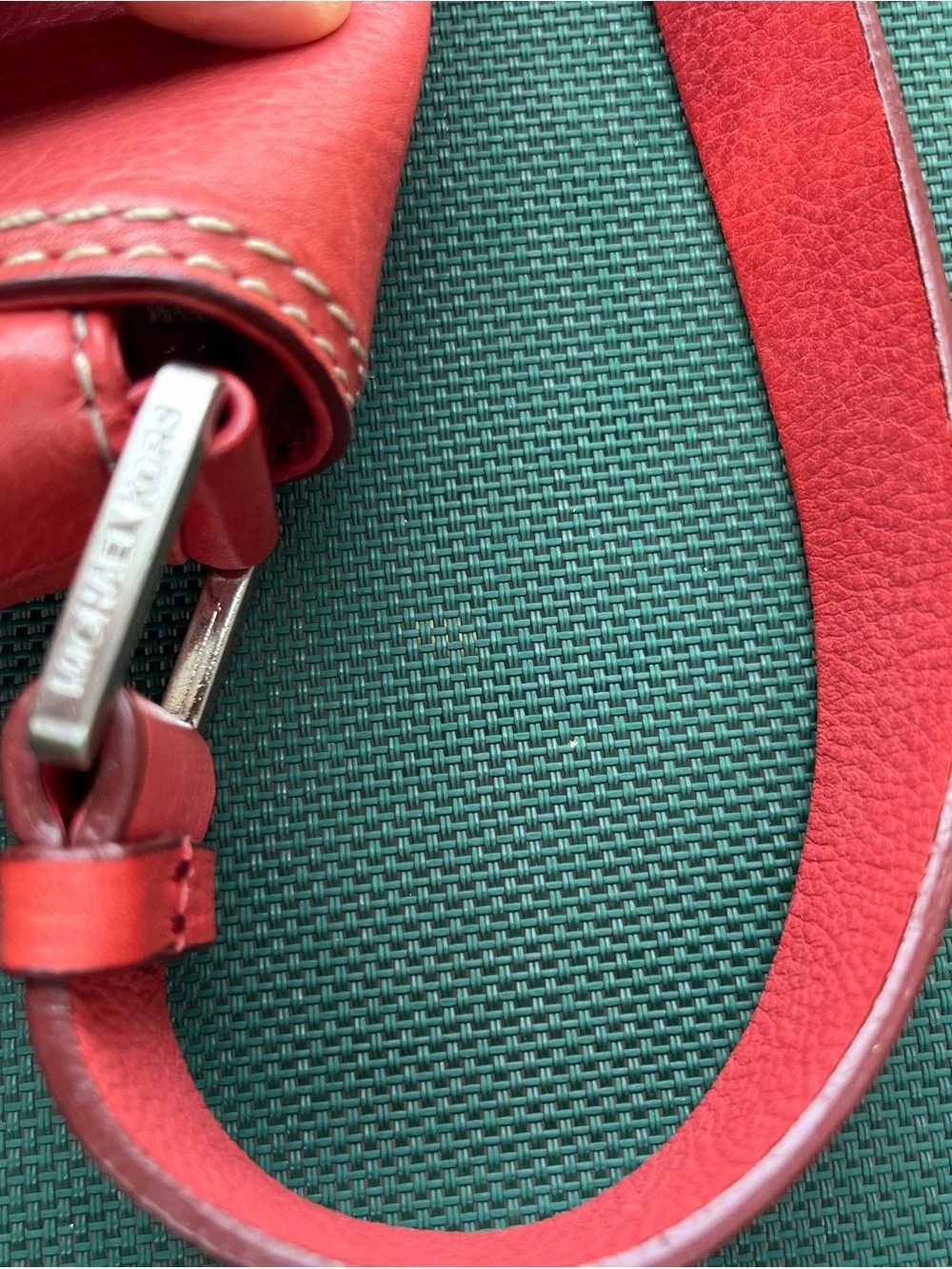 VINTAGE MICHAEL KORS CORAL Leather Shoulder Bag with Buckle Detail